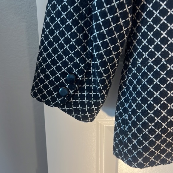 Chico cotton wool navy blazer size 2 black and white diamond design workwear - Picture 10 of 15